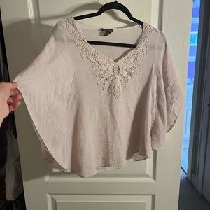 Butterfly sleeve tan top
